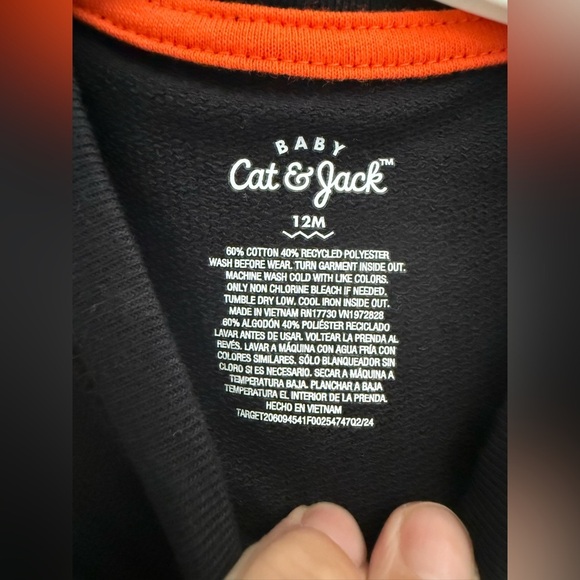 Cat & Jack Baby Milk Monster Halloween Matching Set SZ 12M Black White New - Picture 3 of 6